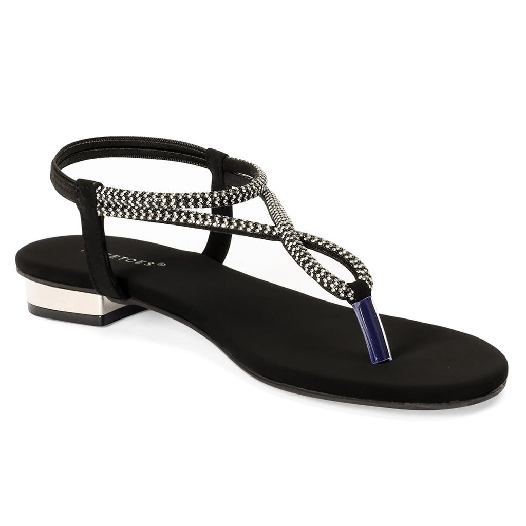 Elara - Black Thong Sandals