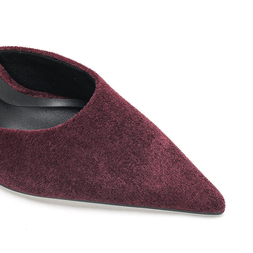 Luna - Maroon Velvet Mules