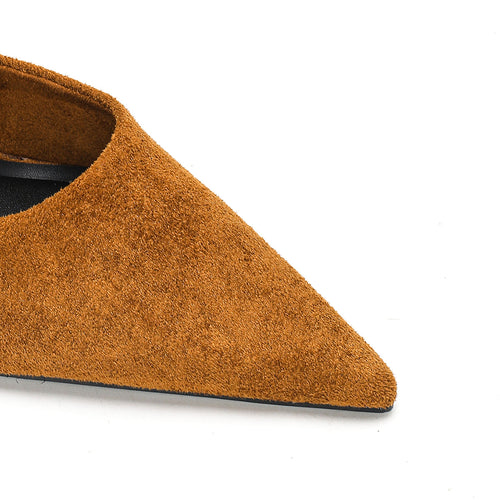Luna - Tan Velvet Mules