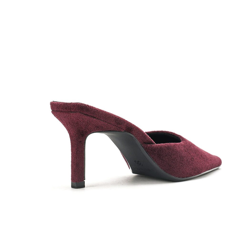 Luna - Maroon Velvet Mules