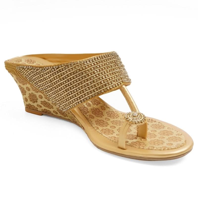 Prisha - Gold Wedges