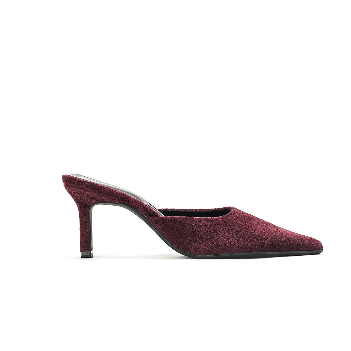 Luna - Maroon Velvet Mules