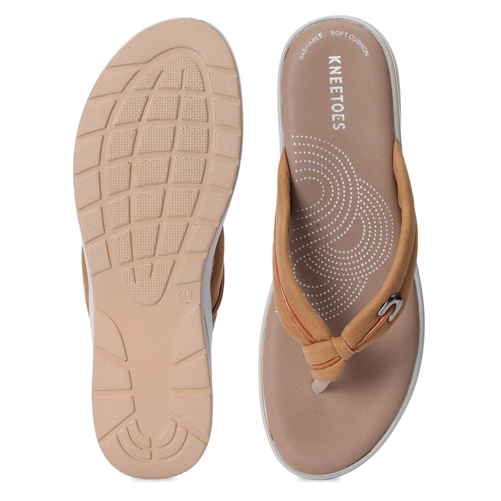 Elara - Beige Thong Wedges
