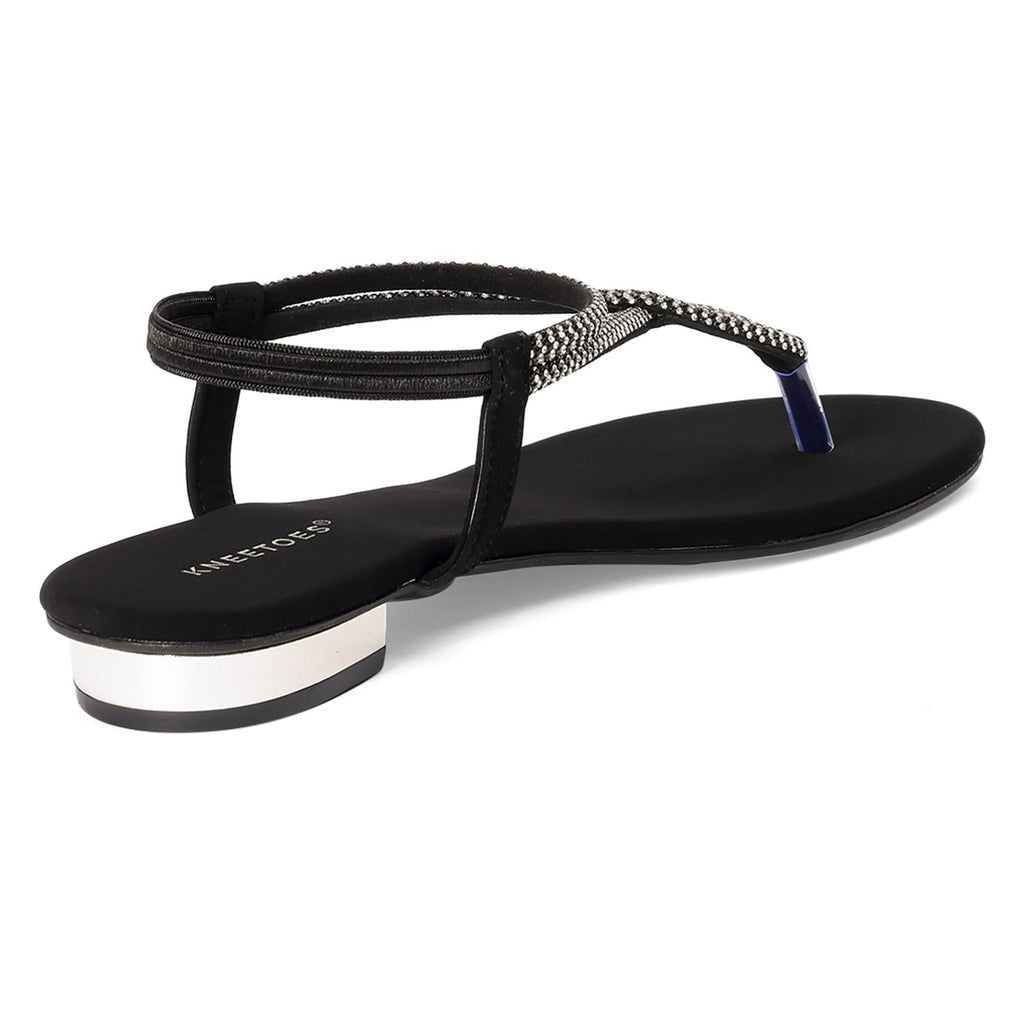 Elara - Black Thong Sandals