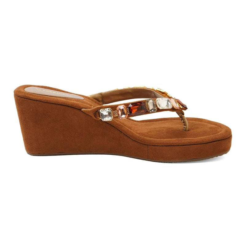 Crystelle - Brown Thong Wedges