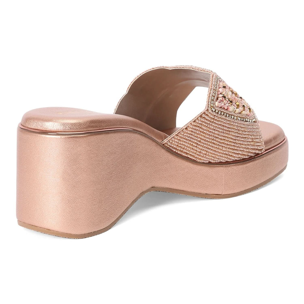Rose-Gold Wedge Heel Sandals