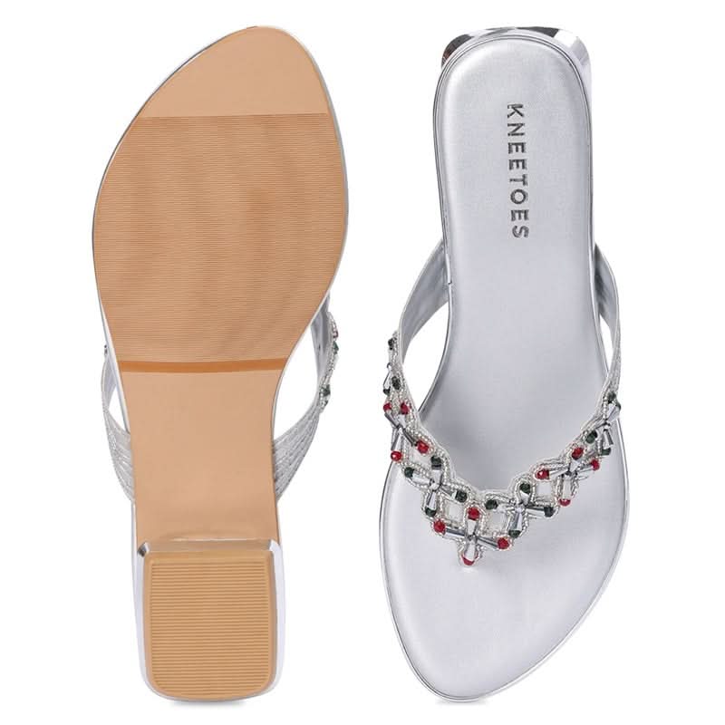Vamika - Silver Embellished Sandals