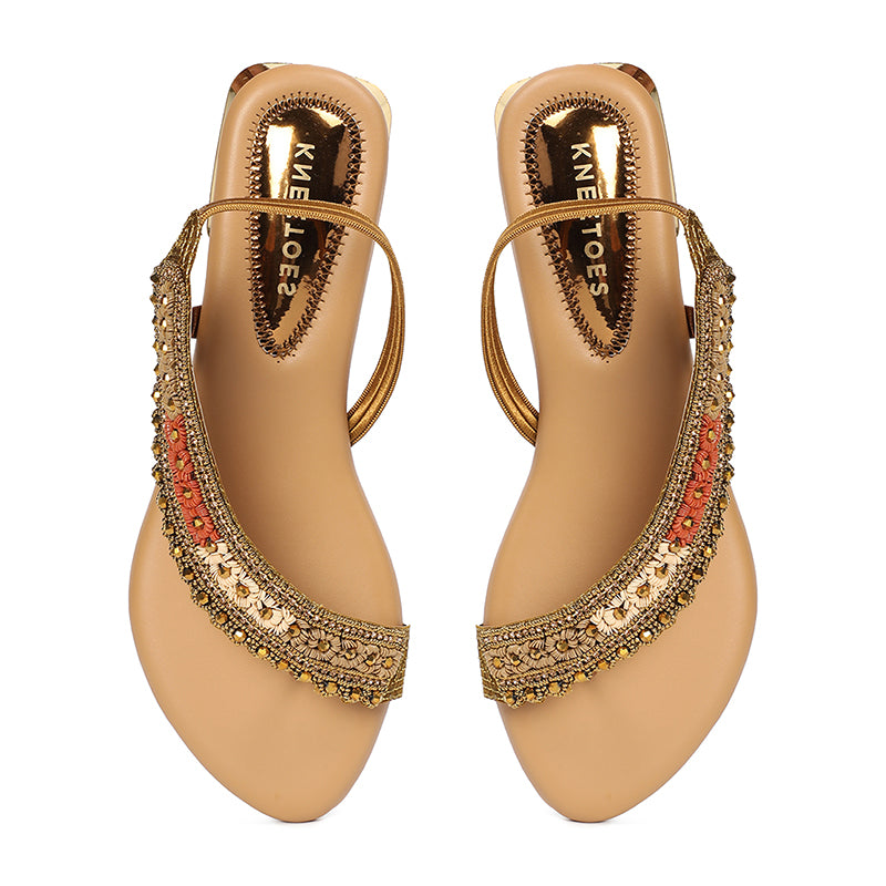 Navisha - Bronze Embellished Sandals