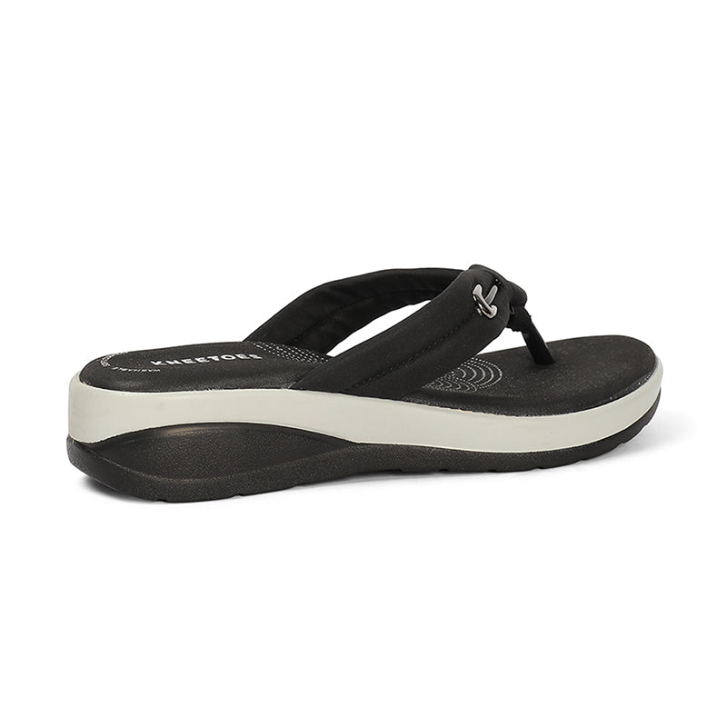Elara - Black Thong Wedges