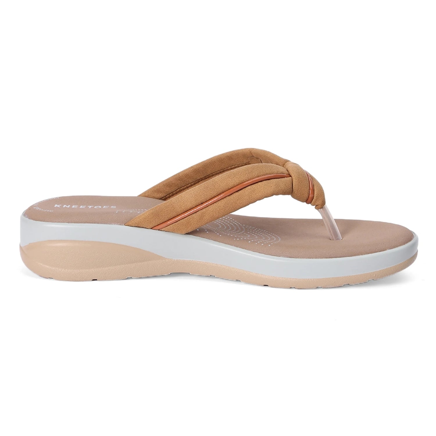Elara - Beige Thong Wedges